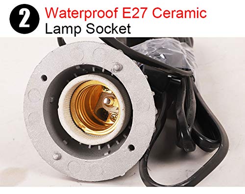Lámpara de calor, luz de calefacción infrarroja de temperatura ajustable para cachorros y pollos, pantalla de aleación de aluminio de 250 W para uso en invierno en granjas