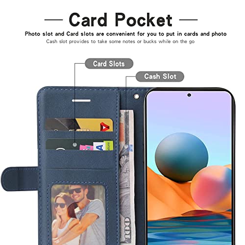 XINNI Protective Phone Case for Motorola Edge 50 Neo, PU/TPU Vintage Flip Leather Shockproof Cover Magnetic Book Style Wallet, Blue - Image 3