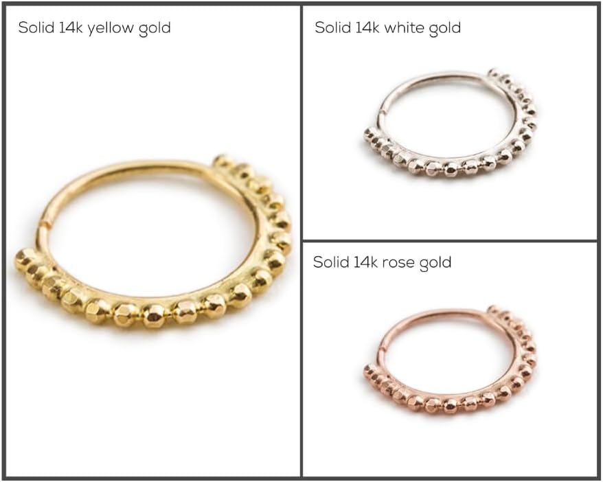14k Gold Nose Ring – 22g 20g 18g Nose Hoop – Indian Nose Ring Jewelry – Tribal Inspired Gold Hoop – Bridal Wedding Nose Jewelry