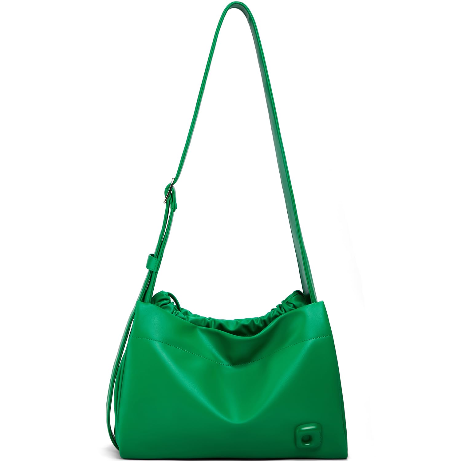 LAFESTIN PU Leather Shoulder Bag For Women, Stylish Women's Shoulder Handbags with Adjustable Strap, Drawstring Closure, Inner Zipper Pocket, Green
