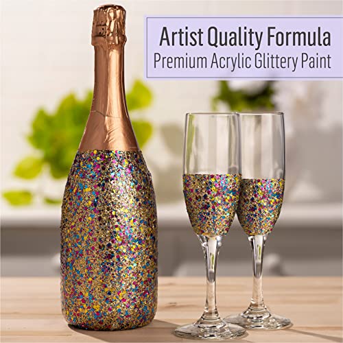 Folkart Glitterific Pop Acrylic Craft Paint, Beach Vibe 2 Fl Oz Premium Glitter Finish Paint, Perfect For Easy To Apply Diy Arts And Crafts, 11998 #TOP3