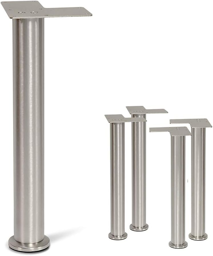Stainless Steel Straight Metal Sofa Legs, Furniture Legs, Round Tube - Set of 4 New (7-3/4")