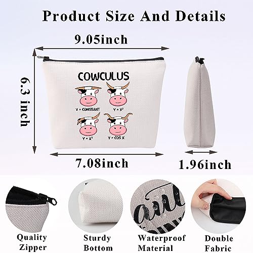 PLITI Funny Math Teacher Gifts Cow Lover Makeup Bag Mathematics Lover Gift Math Geek Gift Cowculus Math Puns Gift (Math Cow bagU) - Image 2