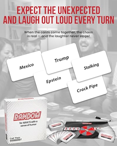 Image of Random Word Board Games for Adults - Fun Family Spinner Party Group Game | Spin, Funny Challenges & Laugh, Creative Wordplay Cards, 2-8 Players, Sharp Thinking, Humor & Strategy for Friends Game Night