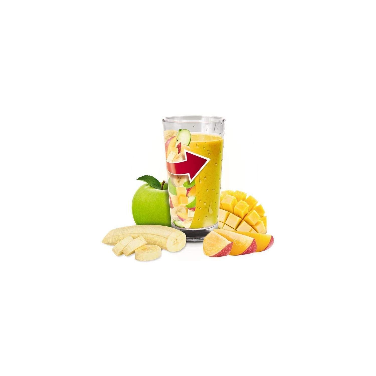 Moulinex Batidora de vaso Blendforce LM4205 - Batidora vaso de plástico 600 W, 4 cuchillas de acero inoxidable, 2 velocidades, limpieza fácil y jarra de plástico de 2 L, apta para hielo, rojo