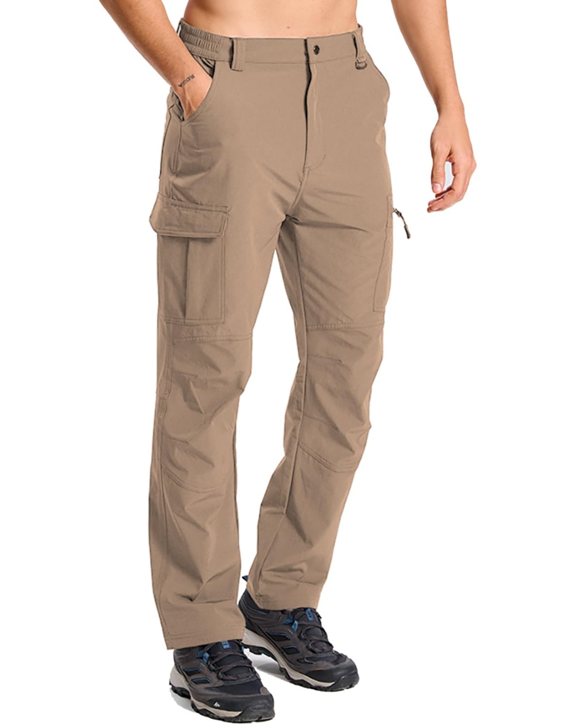 keihTrail Men's Hiking Cargo Work Pants Waterproof Lightweight Quick Dry Outdoor Fishing Mountaineering Travel Mountain Tactical Pants Light Khaki M