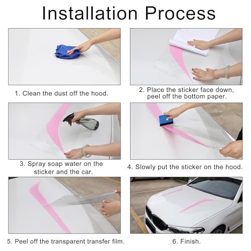 Image of TOMALL 2pcs 39 inch Car Hood Stripe Sticker for Car Auto Racing Sport Body Side Stripe Decal Skirt Roof Hood Bumper Stripe Decal Universal Vinyl Modified Decal Decoration for SUV Off-Road Vehicles (Pink)