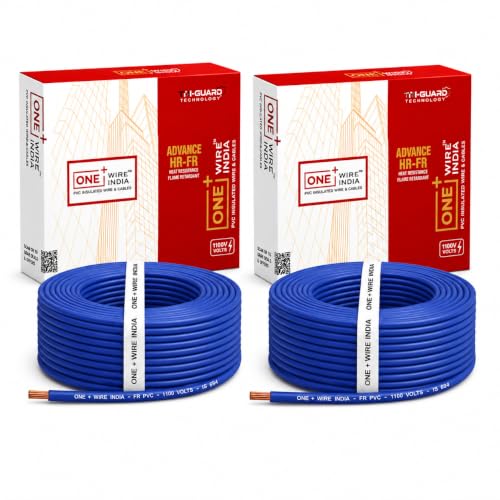 Image of 90m PVC Copper Electrical Wire (Pack of 2), Blue, 0.75 mm