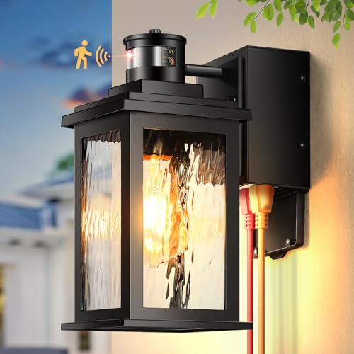 Image of Gleamz Motion Sensor Outdoor Lights with GFCI Outlet, Waterproof Aluminum