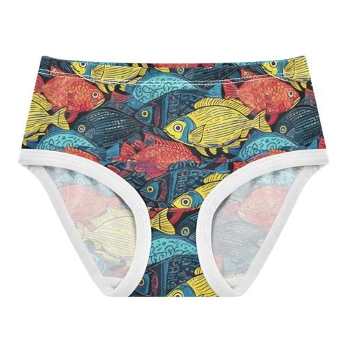 Joisal Chic Colorful Fish Girl Panties Cute Toddler Underwear Floral Cotton Stylish Briefs Underpants 2t