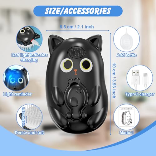 3 in 1 Cat Steam Brush for Shedding, Pet Steam brush for Dog & Cat Shedding & Grooming, for Long & Short Haired Pets, Spritz Defur Comb (black) - Image 4