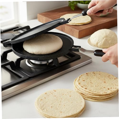 Tortilla Press, Cast Iron Tortilla Maker Press for Stove Top, Pizza Dough Maker for Flatbread, Roti, Taco, Empanada, Ice Cream Cone, Egg Roll Kitchen Tool