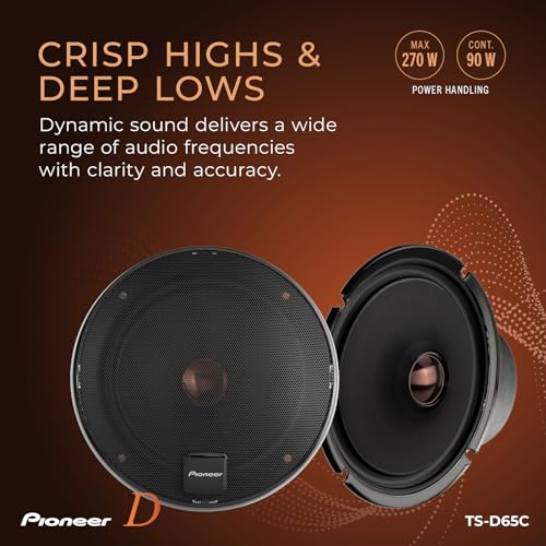 Image of PIONEER D-Series TS-D65C 6.5 inch 2-Way Speakers (Pair) - 270W Max, Crisp Highs + Clear Vocals, Ideal Factory Upgrade, Add an Amplifier for Even Better Performance
