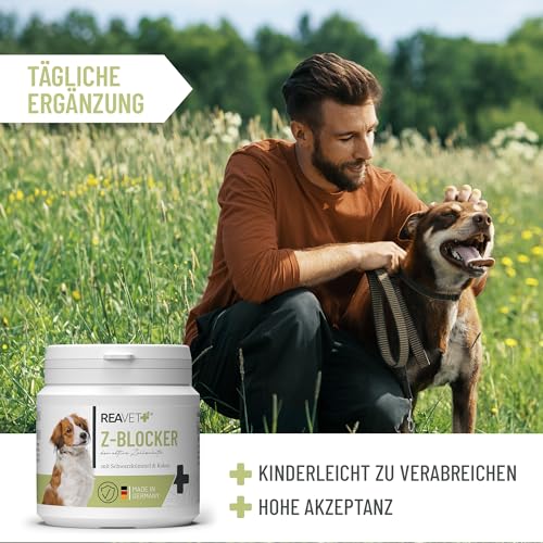 ReaVET Z-Blocker Tabletten 120 Stück – Mit Bierhefe, Schwarzkümmel & Kokos I 8 Monatsrationen für Hunde Aller Rassen & jeden Alters I Optimal für Hunde für Jede Jahreszeit