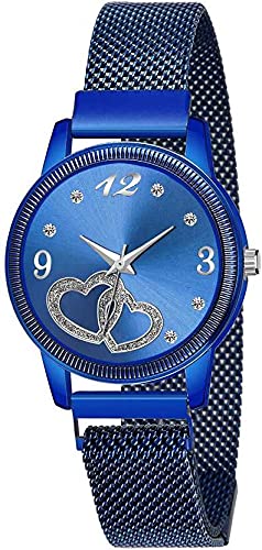 KIARVI GALLERY Heart Dial with Magnetic Metal Strap Analog Watch for Girls and Women (Blue) (B099734V9V) Amazon Price History, Amazon Price Tracker