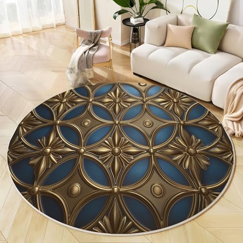 Tapis rond 3D fin lavable pour sol glissant 160 cm - 4