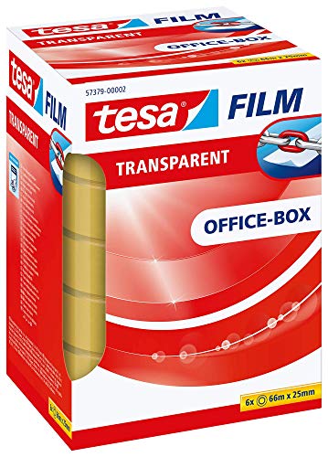 tesa tesafilm transparent - Transparentes Klebeband mit starker Haftung - alterungsbeständig und reißfest - 66 m x 25 mm - 6er Pack