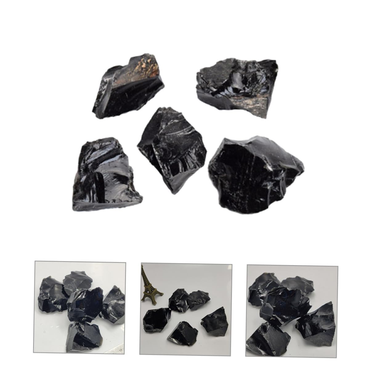 CALLARON 5 Sätze Obsidian Duftstein Chakra Ausgleichssteine ​​Meditationsstein Büro Obsidian Stein Dekorativer Obsidian Stein Obsidian Stein Dekore Obsidian Steine ​​Natürlicher 5 Stücke * 5