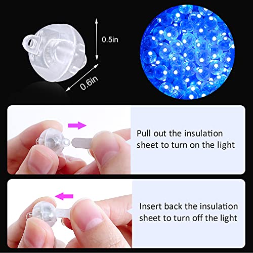Image of ZGWJ 100PCs Blue Balloon Lights Mini, Battery Powered, Long Standby Time Waterproof Tiny Led Round Flash Light for Paper Lantern Balloon Party Easter Eggs Wedding Christmas Halloween Decorations