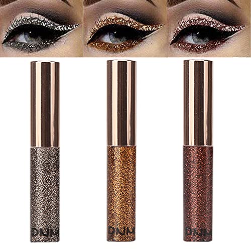 Haoya 3 Colors Glitter Sparkle Sparkly Sparkling Eyeliner Liquid Makeup Set Delineadores De Colores thumb #7