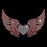 SUPERDANT Red Wings ハートアイロンオンラインストーン 熱転写 角度 翼 クリスタル装飾 クリア キラキラ DIY パッチ 衣類修理 ホットフィックス アップリケ Tシャツ ベスト 靴 帽子 ジャケット デコレーション