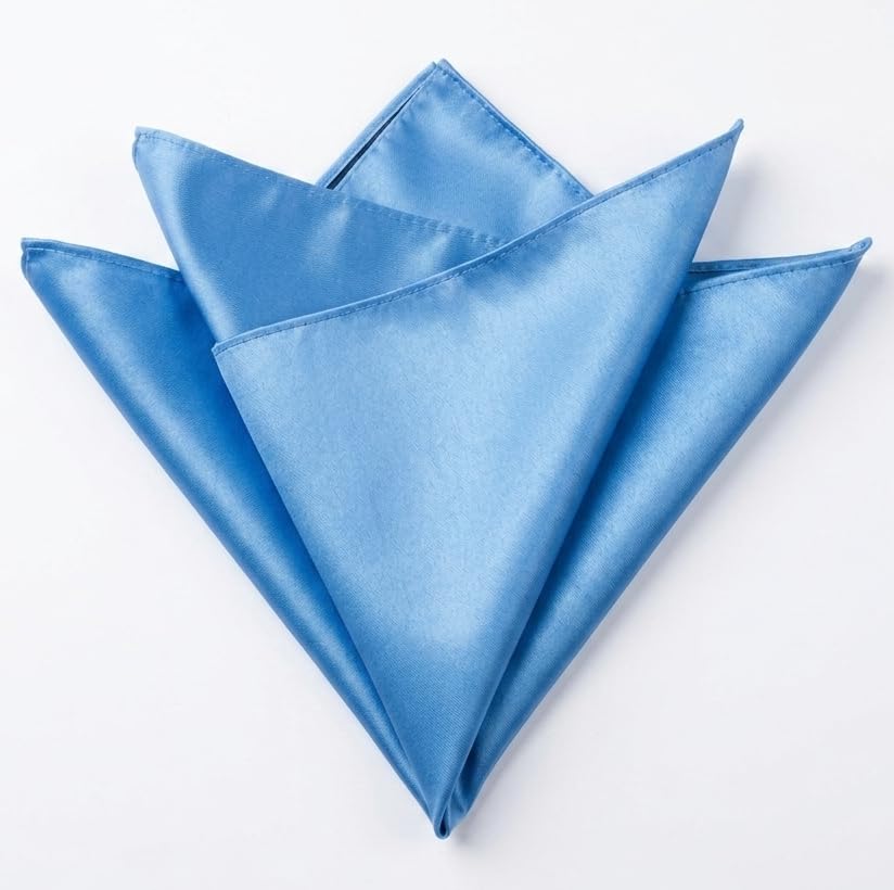 Image of KissTies 6PCS Satin Pocket Square Plain Color Handkerchief Gift Set