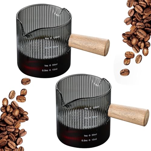 La Mejor Recopilación de Vasos y jarras medidores los 10 mejores. 50 TOCOZOC 2 Piezas Tazas Medidoras, Caños Dobles Tazas Medidoras para Café, Vaso Medidor de Vidrio de 90 ML, lavaplatos, Congelador, Microondas y Horno Precalentado