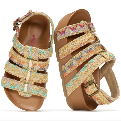 Image of Project Cloud Kids Sandals for Girls - Girls Sandals with Adjustable Buckle Closure, Comfortable Plush & Soft Insole w /Wedge Design Non-Slip Outsole