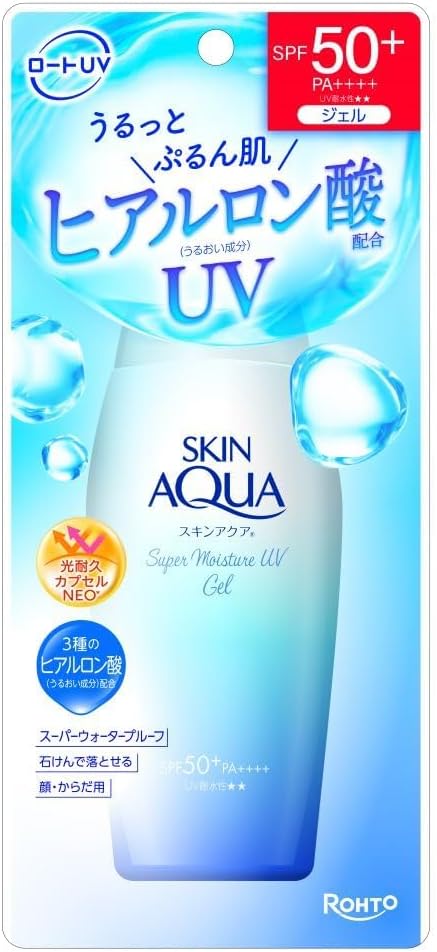 Skin Aqua Super Moisture UV Gel Sunscreen 3.9 oz (110 g) (Hyaluronic Acid Infused UV, Quick Adhesive Gel, SPF50+ PA++++)