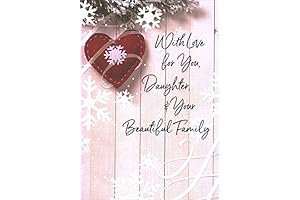 Designer Greetings Stitched Red Heart with White Snowflake on Wooden Panels Daughter...