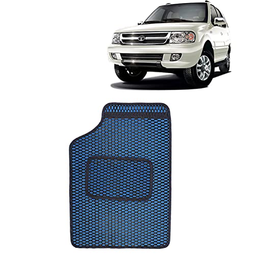 Image of Kingsway Dotted Design Car Floor Foot Mats Universal Fit for Tata Safari Dicor, Model Year : 1998-2012, Water and Dustproof, Color Blue, Set of 5 Pieces