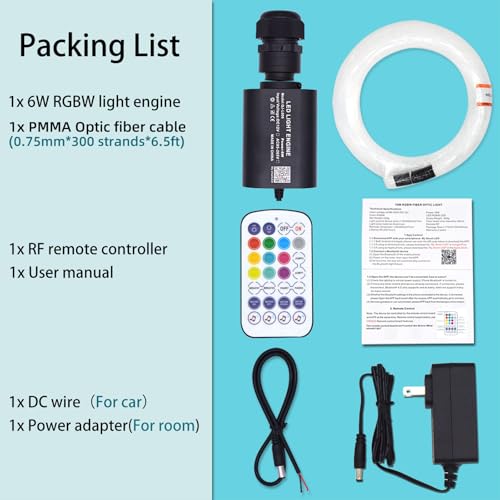 Image of Twinkle Starlight Headliner Kit Sound Activated Star Ceiling Lights Fiber Optic Lights Mini White with Bluetooth APP & Remote Control 300 Pieces 6.5ft /2m Fiber Optical Cable
