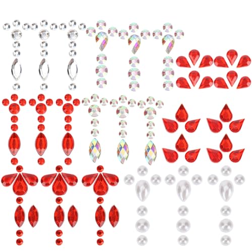 SHERCHPRY Pegatinas de Joyas Faciales de Vidrio para Mujer, 7 Hojas de Lentejuelas Adhesivas para Maquillaje y Fiesta, Ideales para Decoración de Ojos y Eventos Festivos