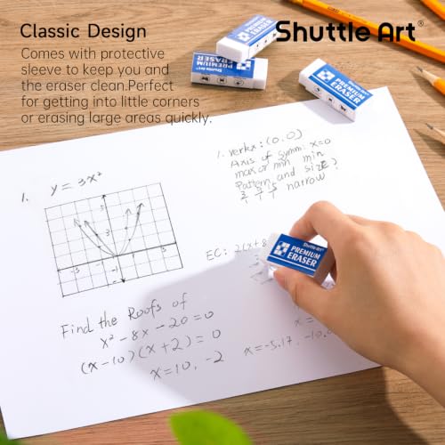 Image of Erasers, Shuttle Art 288 Pack Premium Erasers Bulk, White Eraser Classroom Set for Kids Teachers as School and Office Supplies