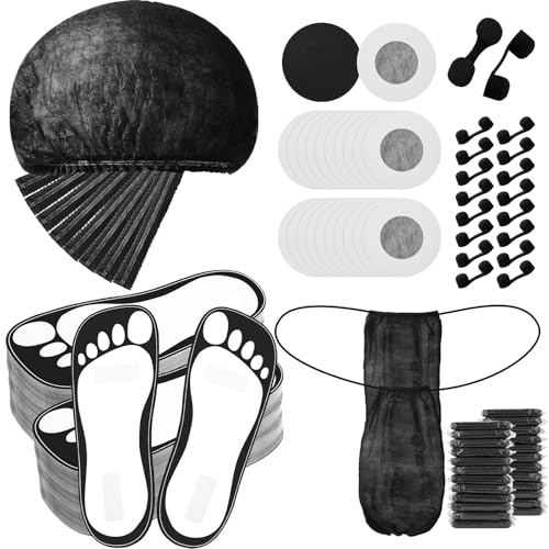Chicingyou 125 Pcs Disposable Spray Tan Accessories Spray Tanning Essentials Kit 25 Set Caps Underwear Feet Pads Nipple Cover Nose Filter Plugs for Beauty Salons Home Sunless Tanning (Black)
