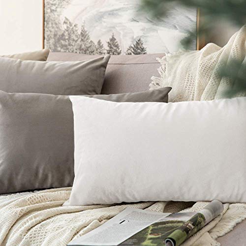 Image of Khooti Velvet Cushion Cover Pack of 1-8 inch x 12 inch / 20 x 30 cm - Light Grey - Soft Pillow Covers Cushion Case for Sofa Bedroom Livingroom Chair Car, Cushion Cover