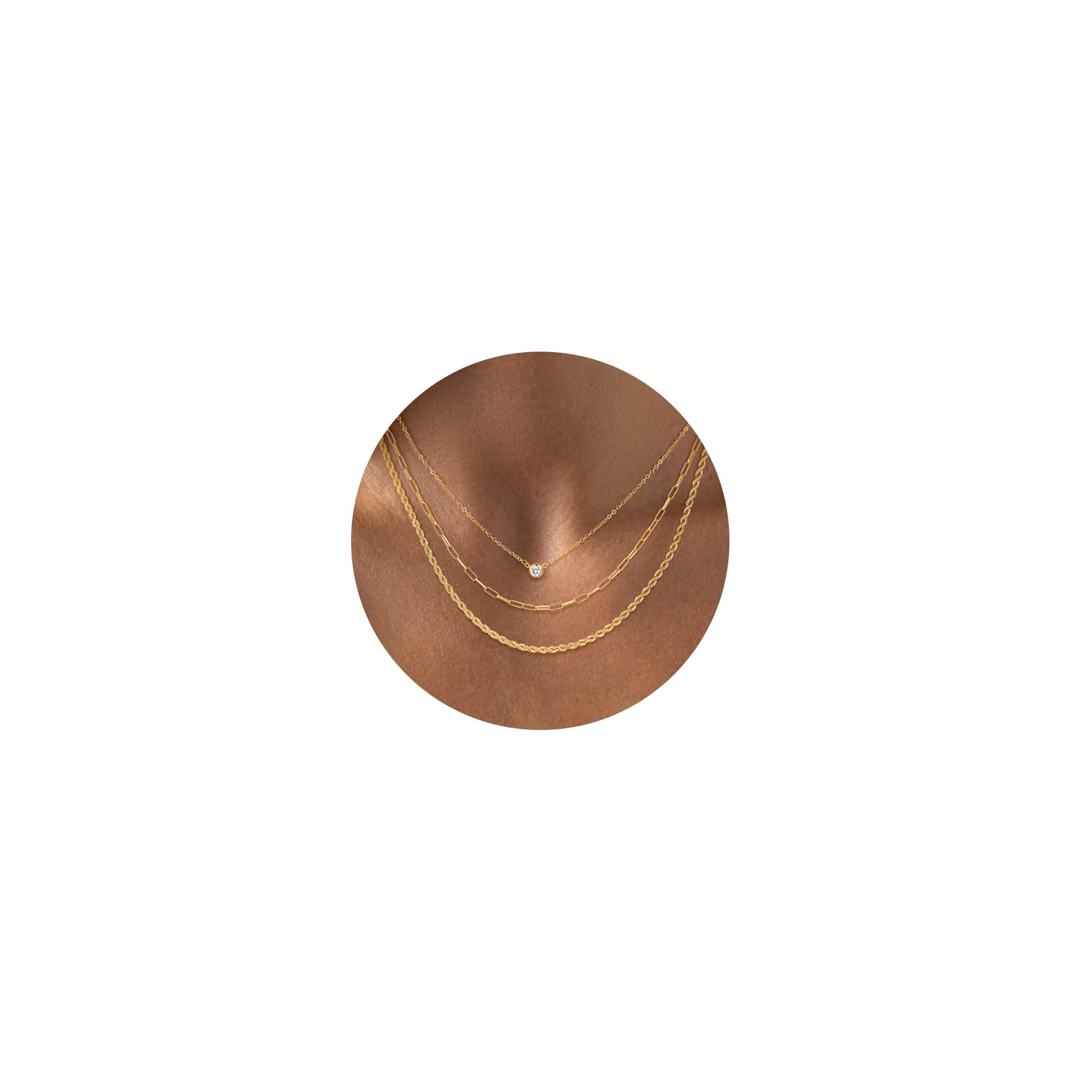 CHESKY 14K Gold Plated Layered Chain Necklace for Women