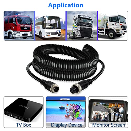 Image of 4 Pin Camera Cable with Corrugation Tube Cover, Car 4Pin Aviation Video Extension CableCCTV Rearview Camera Truck Trailer Camper Bus Motorhome Vehicle Backup Monitor System 16.5Ft /5M