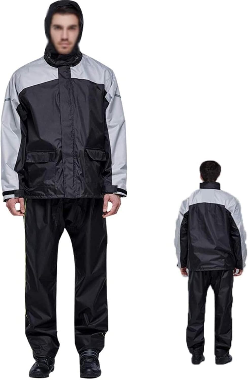 VUIKLCty Men's And Women's Work Raincoats; Raincoat Hooded Jacket, Foldable, Suitable For Hiking And Camping(XL)