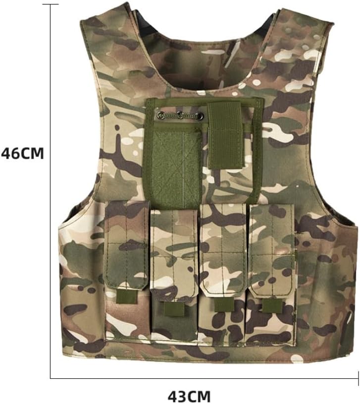 Kids Tactical Molle Airsoft Vest Outdoor Hunting Paintball Sports Outdoor Gaming Security Guard Duty Cosplay Soft Vest (Camo-Kid) - Image 2