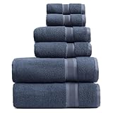 Springtree Home Luxury Viscose from Bamboo Bath Towel Set 6 Piece Set | 35% Viscose from Bamboo - 65% Cotton | Absorbent Quick-Dry Towels for Bathroom | Oeko-TEX Standard 100 Cotton | French Blue