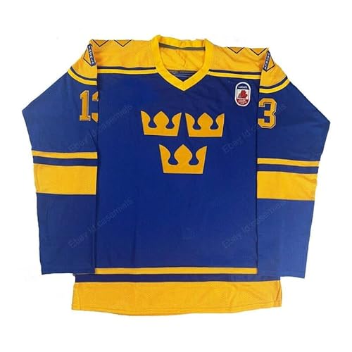 1991 Canada M Sundin 13 Team Sweden Hockey Jersey Sewn Name Number Multi
