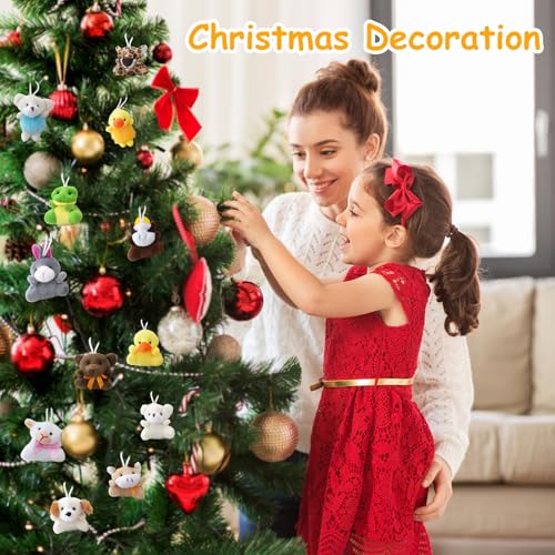 Vlecexs Mini Plüschtiere, 24PCS Mini Kuscheltier, Kleine Stofftiere, Mitgebsel Kindergeburtstag Gastgeschenke, Weihnachten Füllung, Tombola Preise, Plüsch Schlüsselanhänge, Kleine Geschenke für Kinder
