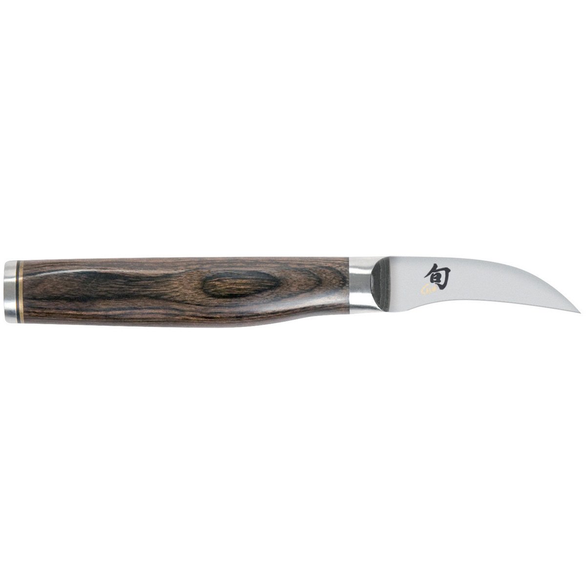 KAIShun Premier Tim Mälzer Japanese Paring Knife 5 cm Blade Length - VG-MAX Core 61 HRC, 32 Layers Damask Highly Polished - Pakka Wood Medium Brown Grained - Hammered Surface - Made in Japan