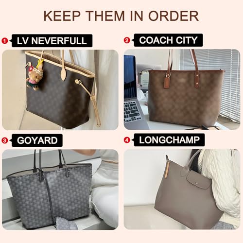 Image of Doxo Purse Organizer Insert for Handbags, Felt Neverfull MM Organizer Insert with Cover, Tote Bag Organizer with Zipper Pocket and Bottle Holder, Fit Neverfull MM and More, Beige-L