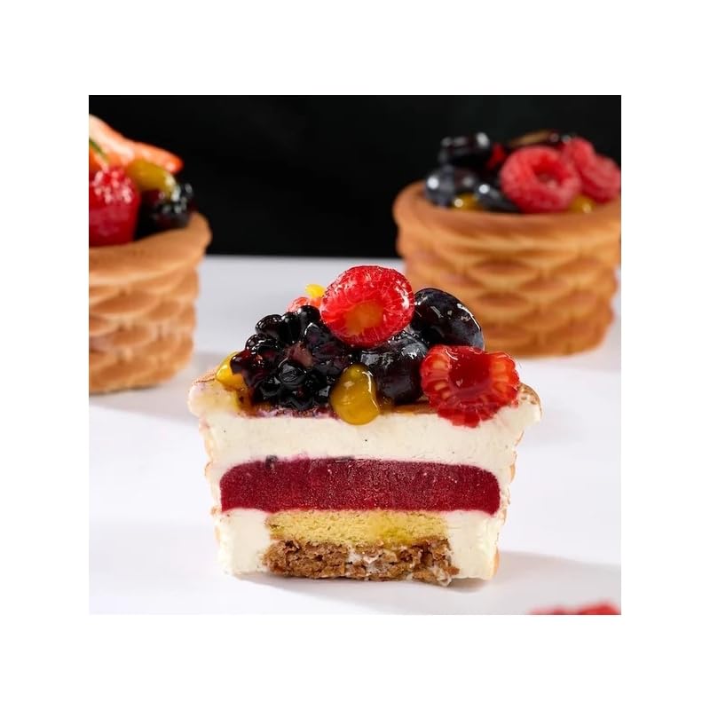 Pavoni Pavoflex - Molde de silicona Panier PX43127, 12 porciones individuales, efecto cesta, mousse semifríos, pasteles modernos, horno y congelador -40 °C/+ 280 °C, antiadherente, fabricado en Italia