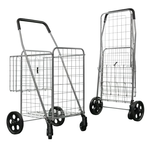Folding Shopping Cart With Swivel Wheels And Double Basket, 200 Lb Capacity, Large #TOP4