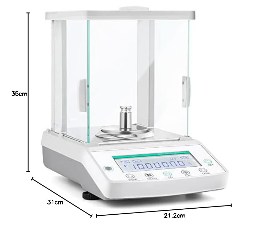 Bonvoisin 0.1mg Balanza Analítica Laboratorio Electronica 0.0001g Báscula Analítica Digital de Alta Precisión Escala Científica de Alta Precisión con Pantalla LCD & Parabrisas (300g, 0.1mg)