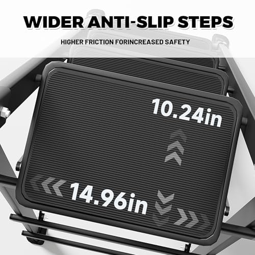 Image of 8 Step Folding Ladder,200lbs Portable Sturdy Carbon Steel Ladder for Home & Kitchen Use,Heavy - Duty Step Stool with Anti - Slip Pedal and Handrails,Black