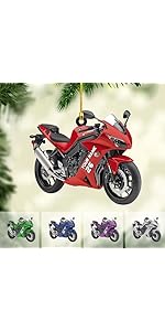 Artparel Custom Motorcycle Ornaments 2024 Motorcycle Ornaments for Christmas Tree Personalized Di...